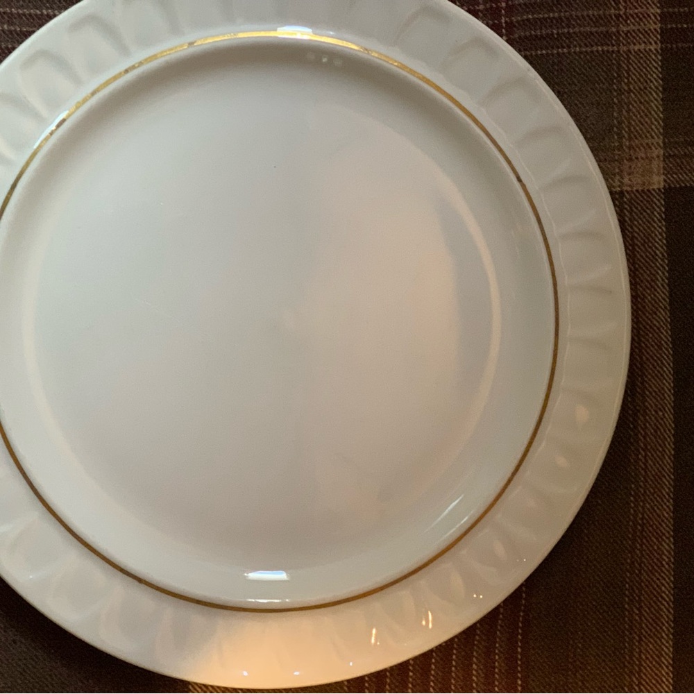 Elegant Mayer China White and Gold Dinner Plate